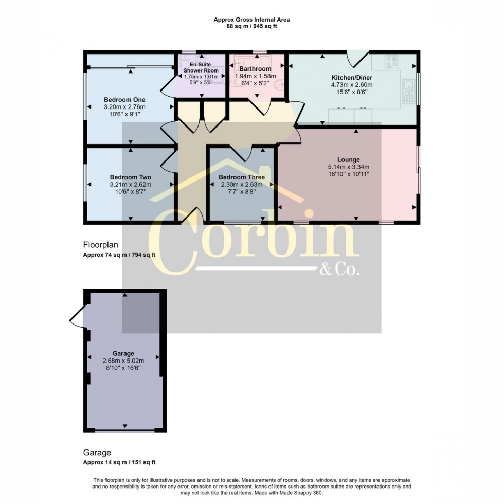 Floorplan for Oak Gardens, Bournemouth, BH11 8